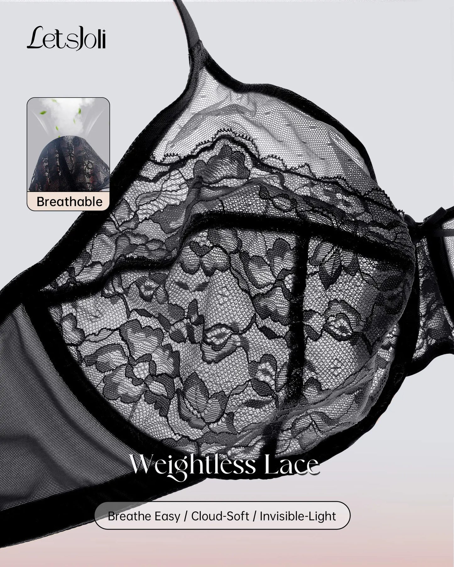 LETSJOLI plus Size Push-Up Bra Letsjoli Enchante Floral Lace plus Size Underwire Unlined Unpadded Minimizer Full Coverage Bra Women'S Comfortable Breathable Mesh Cup Postpartum Minimizer for Women Full Coverage Lace Unlined Wirefree plus Size Supportive