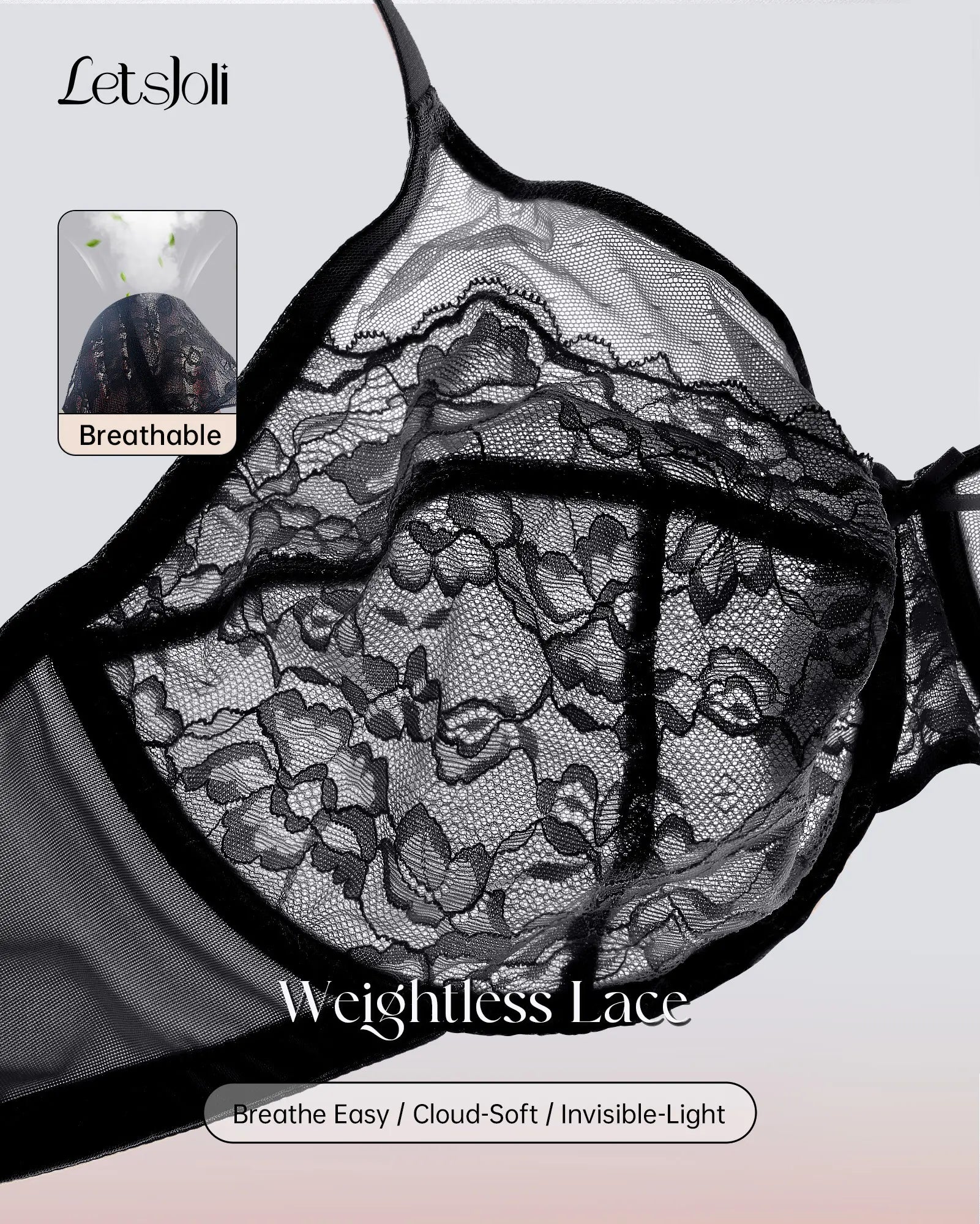 LETSJOLI plus Size Push-Up Bra Letsjoli Enchante Floral Lace plus Size Underwire Unlined Unpadded Minimizer Full Coverage Bra Women'S Comfortable Breathable Mesh Cup Postpartum Minimizer for Women Full Coverage Lace Unlined Wirefree plus Size Supportive