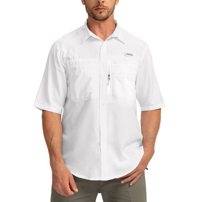 G Gradual Men'S Casual Outdoor Button-Down Fishing Top - UPF 50+ Lightweight Cool Short-Sleeve, Zipper Pockets, Machine Wash for Hiking/Light Outdoor Sports