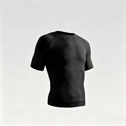Men'S Compression Shirt Seamless Short Sleeve Athletic T-Shirt High Elastic Moisture Wicking Quick Dry Fitted Muscle-Hugging Workout Gym Running Tee Tshirt