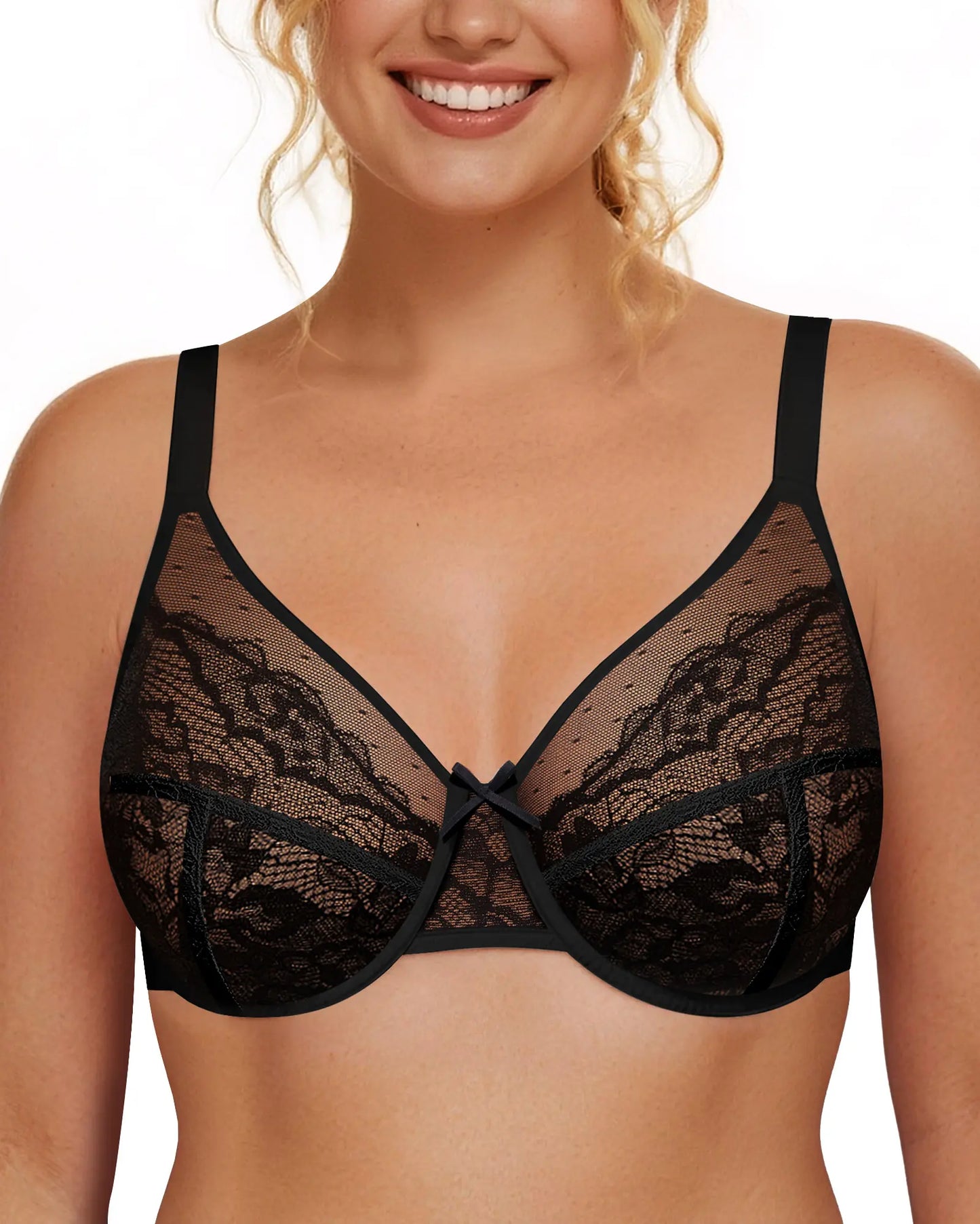 LETSJOLI plus Size Push-Up Bra Letsjoli Enchante Floral Lace plus Size Underwire Unlined Unpadded Minimizer Full Coverage Bra Women'S Comfortable Breathable Mesh Cup Postpartum Minimizer for Women Full Coverage Lace Unlined Wirefree plus Size Supportive