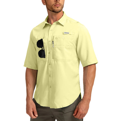 G Gradual Men'S Casual Outdoor Button-Down Fishing Top - UPF 50+ Lightweight Cool Short-Sleeve, Zipper Pockets, Machine Wash for Hiking/Light Outdoor Sports