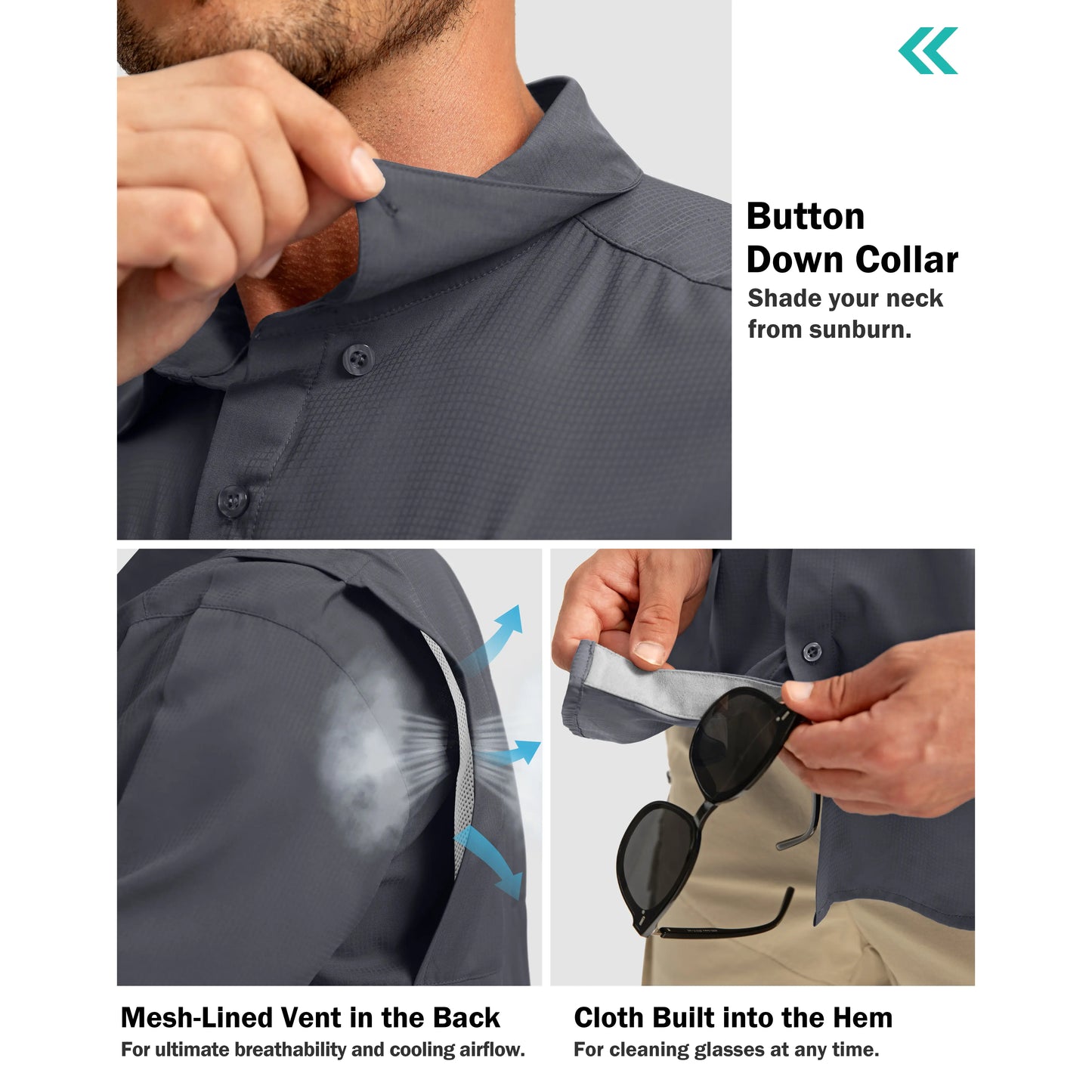 G Gradual Men'S Casual Outdoor Button-Down Fishing Top - UPF 50+ Lightweight Cool Short-Sleeve, Zipper Pockets, Machine Wash for Hiking/Light Outdoor Sports