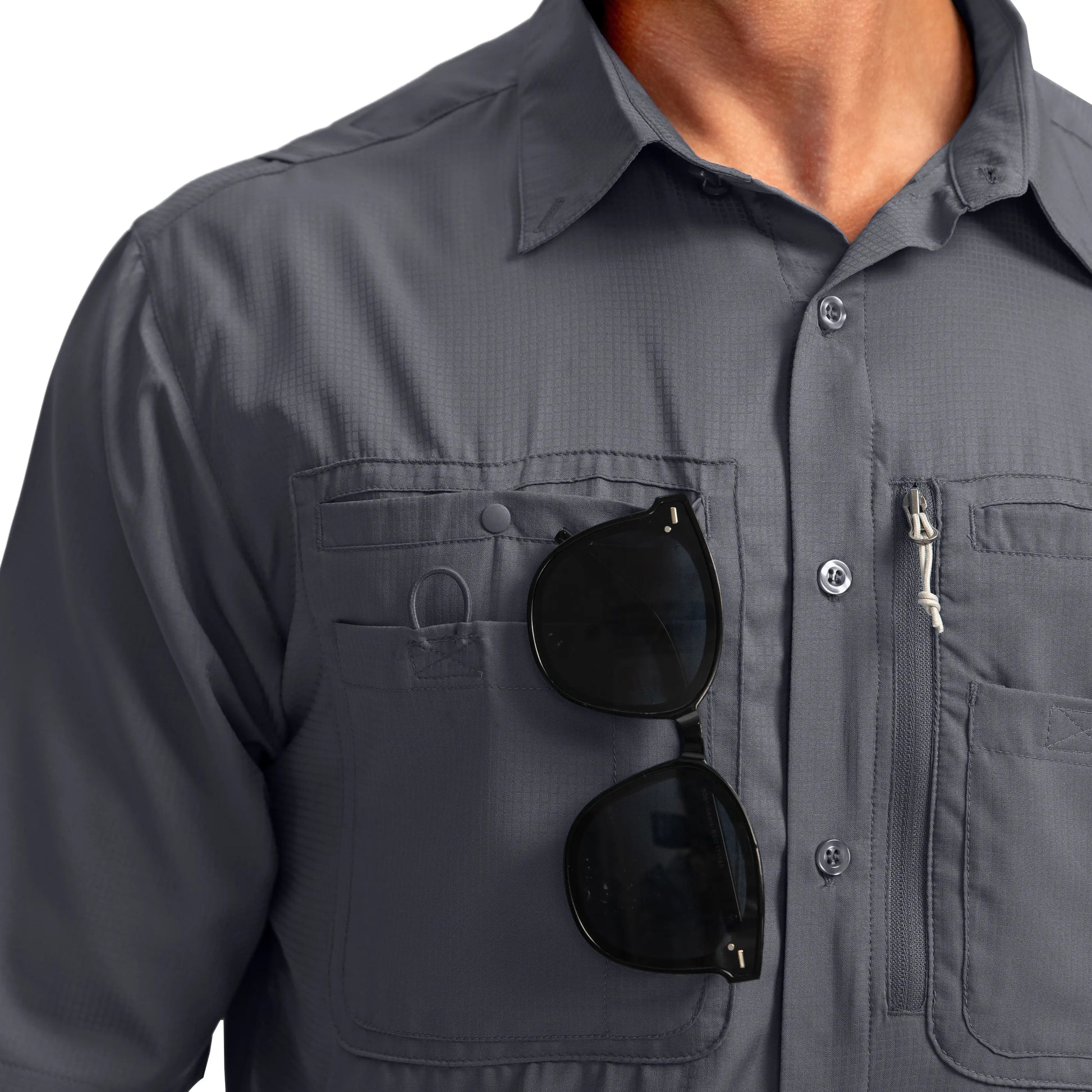 G Gradual Men'S Casual Outdoor Button-Down Fishing Top - UPF 50+ Lightweight Cool Short-Sleeve, Zipper Pockets, Machine Wash for Hiking/Light Outdoor Sports