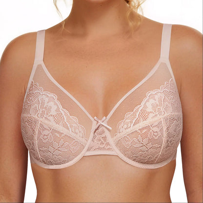 LETSJOLI plus Size Push-Up Bra Letsjoli Enchante Floral Lace plus Size Underwire Unlined Unpadded Minimizer Full Coverage Bra Women'S Comfortable Breathable Mesh Cup Postpartum Minimizer for Women Full Coverage Lace Unlined Wirefree plus Size Supportive