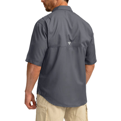 G Gradual Men'S Casual Outdoor Button-Down Fishing Top - UPF 50+ Lightweight Cool Short-Sleeve, Zipper Pockets, Machine Wash for Hiking/Light Outdoor Sports