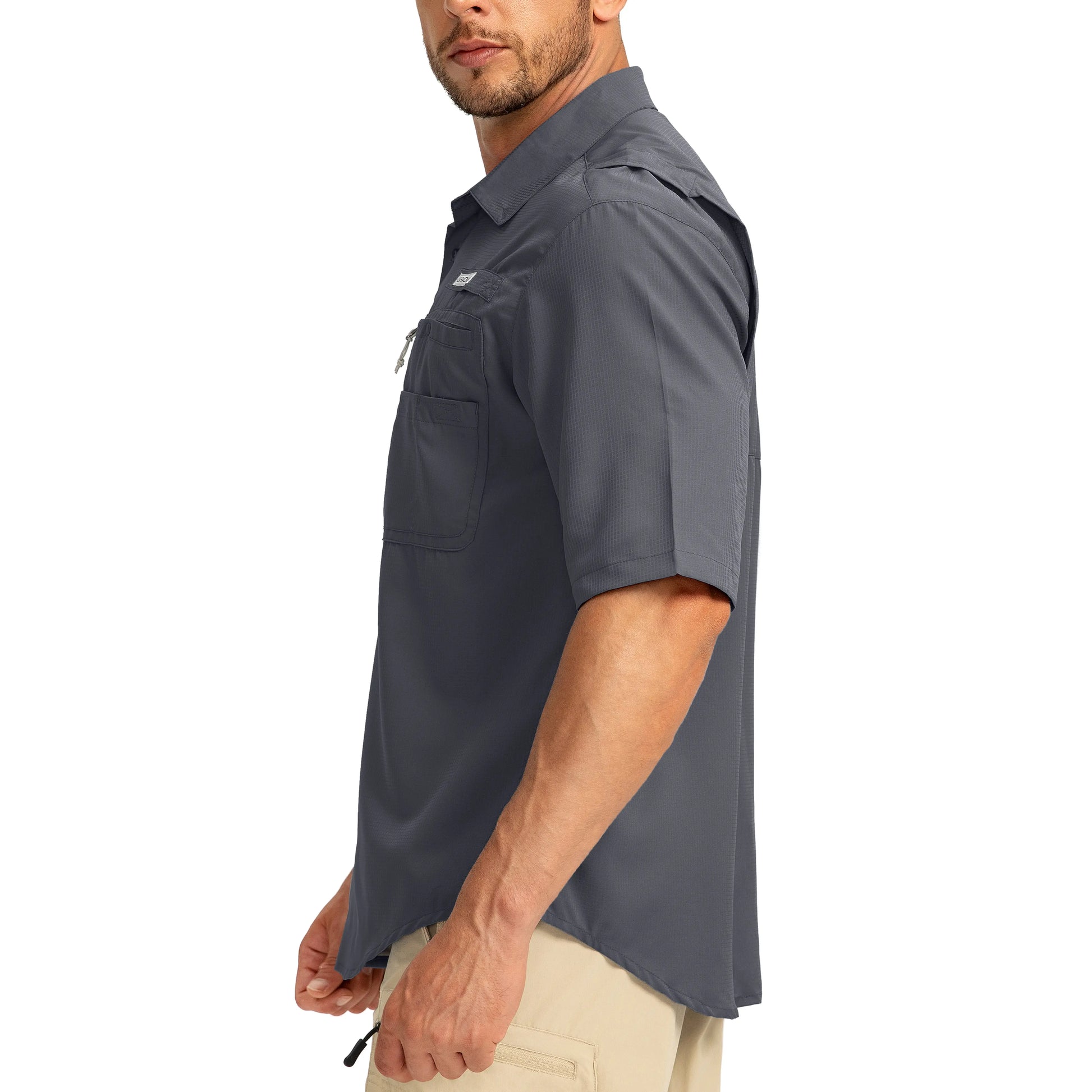G Gradual Men'S Casual Outdoor Button-Down Fishing Top - UPF 50+ Lightweight Cool Short-Sleeve, Zipper Pockets, Machine Wash for Hiking/Light Outdoor Sports